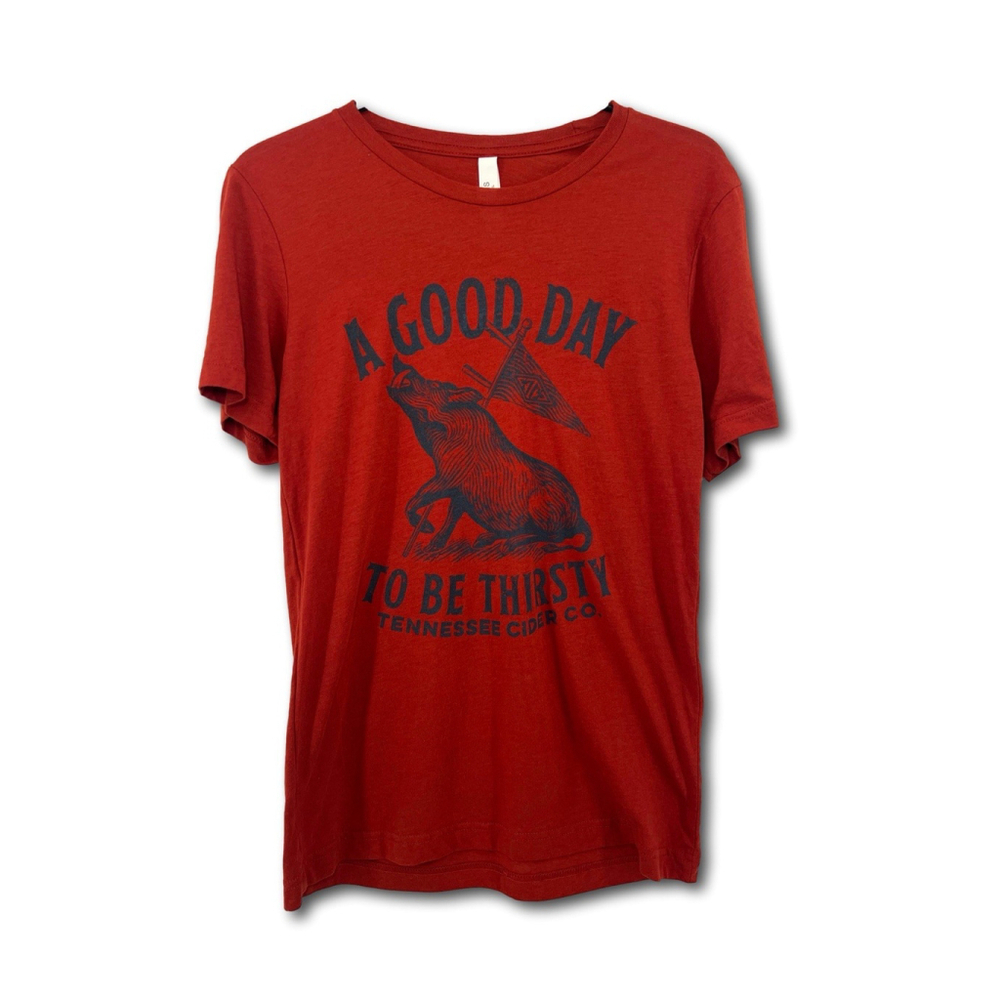 Tennessee Cider Co. Good Day To Be Thirsty Tee Red Orange Unisex Size Small - Picture 1 of 10